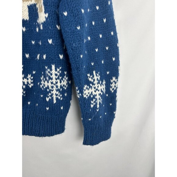 VINTAGE HAND KNIT GREATLAND APPAREL LARGE BLUE POLAR BEAR PULLOVER SWEATER - Picture 9 of 12